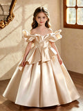 Robe fille en satin drapé ZHJ – CLEVI Paris