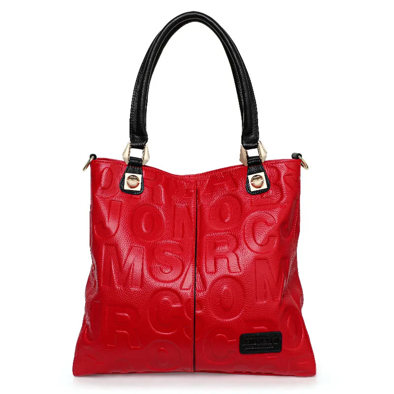 Sac Cabas Femme Cuir Vache Lettres Bicolore Noir & Rouge – CLEVI Paris