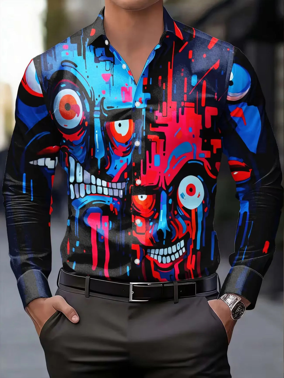 Chemise Homme Imprimée 3D Aigle Flamboyant – CLEVI Paris