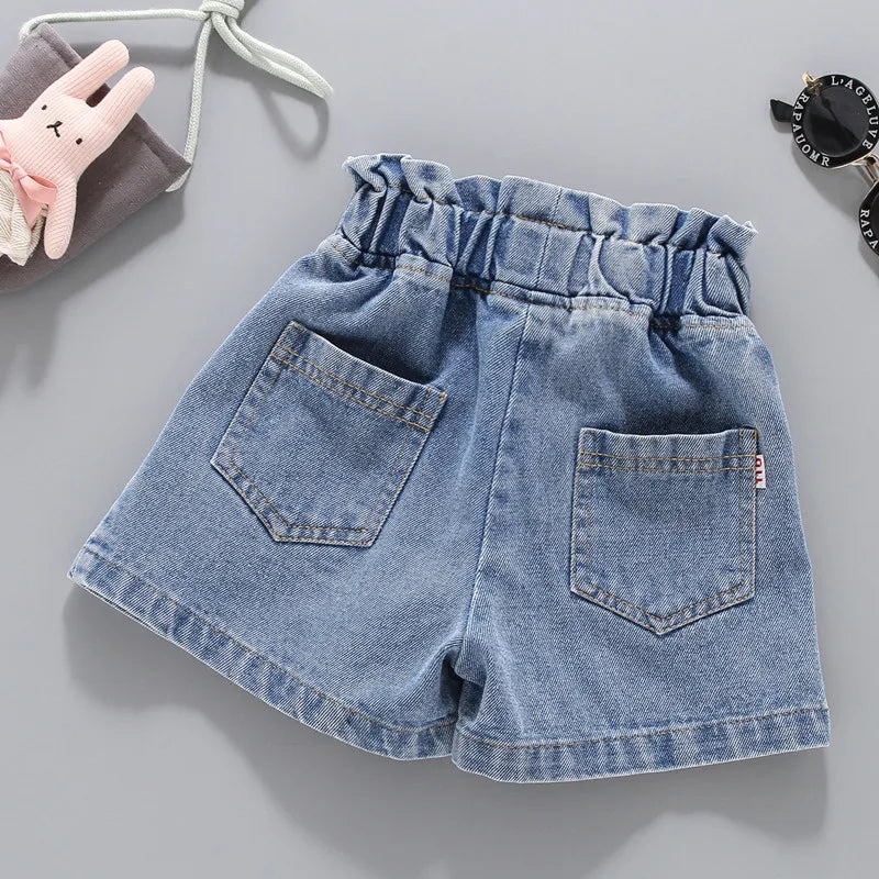 Short fille en jean à taille élastique – CLEVI Paris