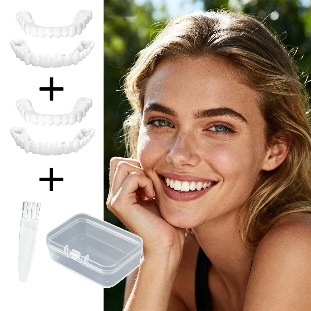 Kit Fausses Dents Invisibles 2 Sets | 2 Haut + 2 Bas | Brosse & Boîte Incluses | Homme & Femme – CLEVI Paris