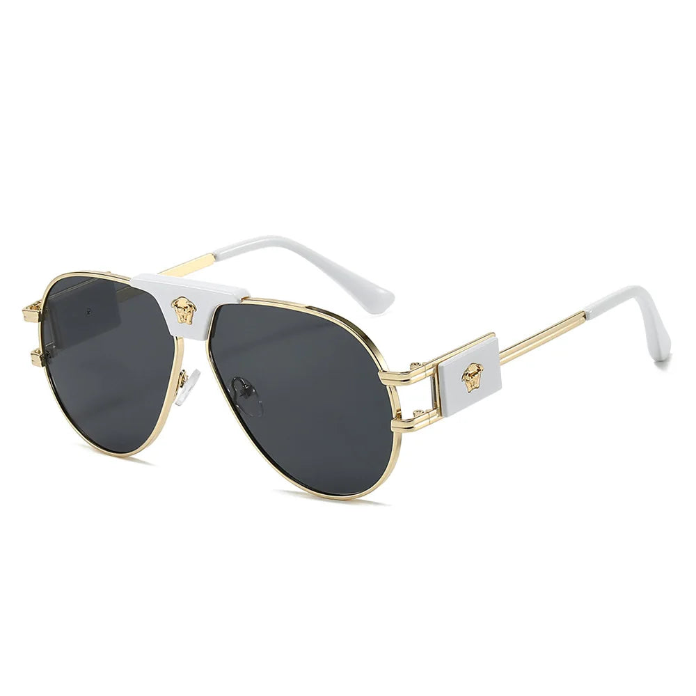 Lunettes de Soleil Aviateur Femme – Style Pilote Décor Tête de Taureau UV400 – CLEVI Paris