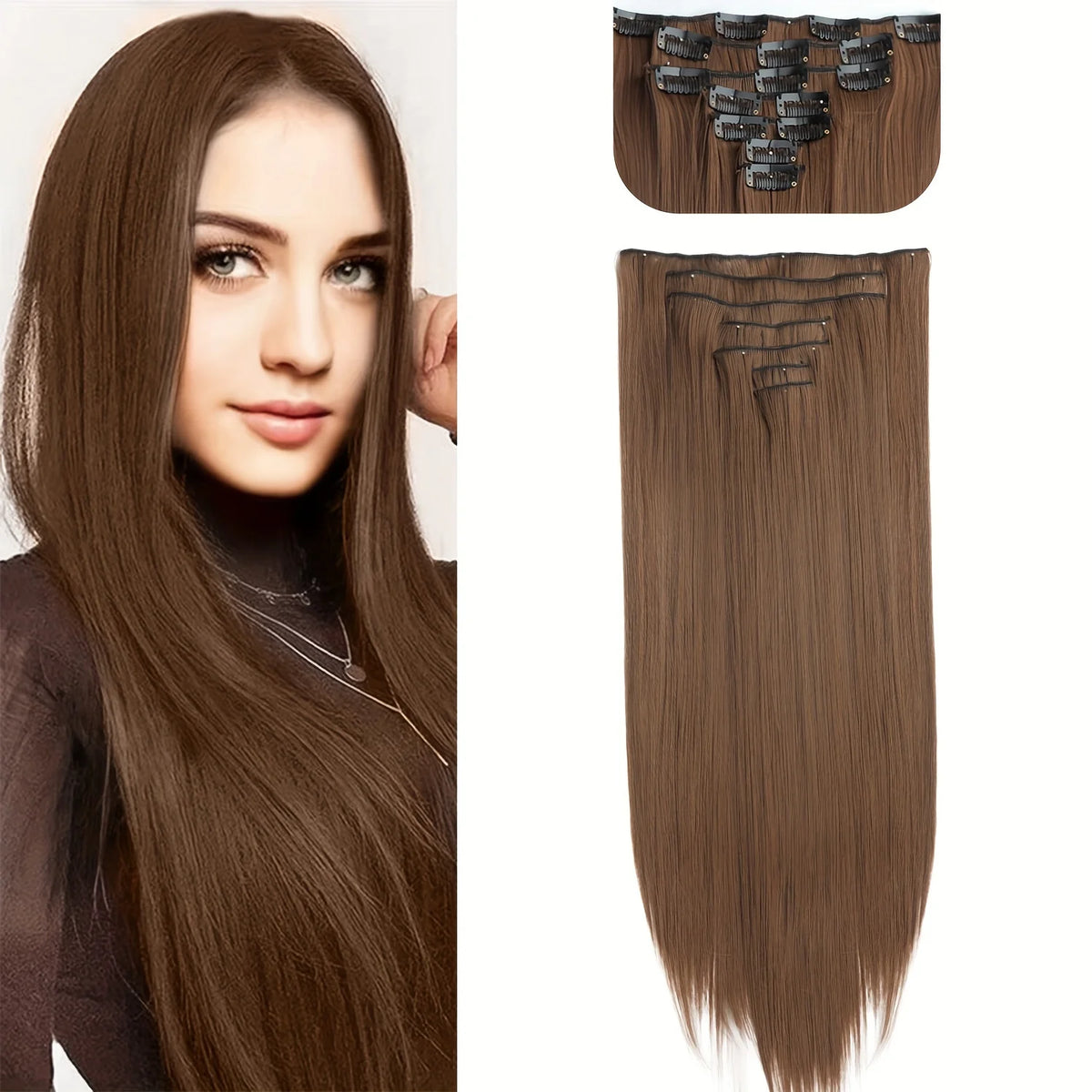 Extensions Cheveux Clips 7 Pcs Synthétique 50 Couleurs – CLEVI Paris