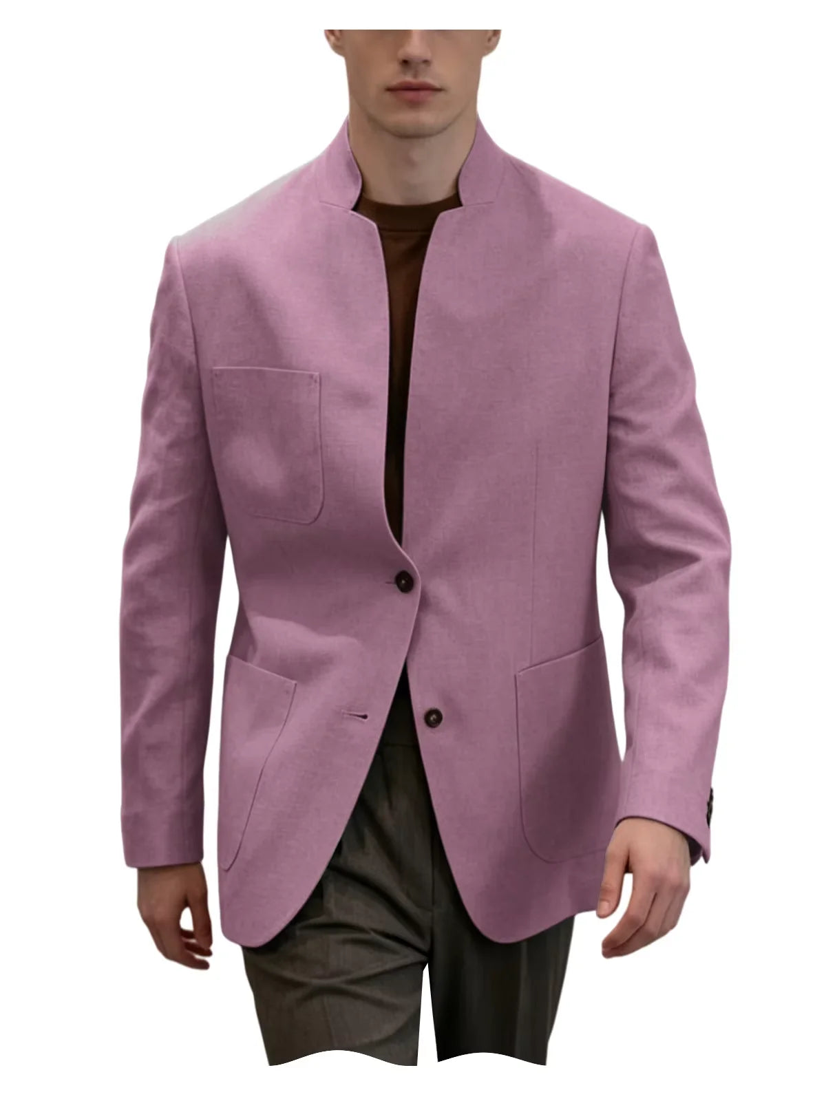 Blazer Lin Homme Col Mandarin – CLEVI Paris