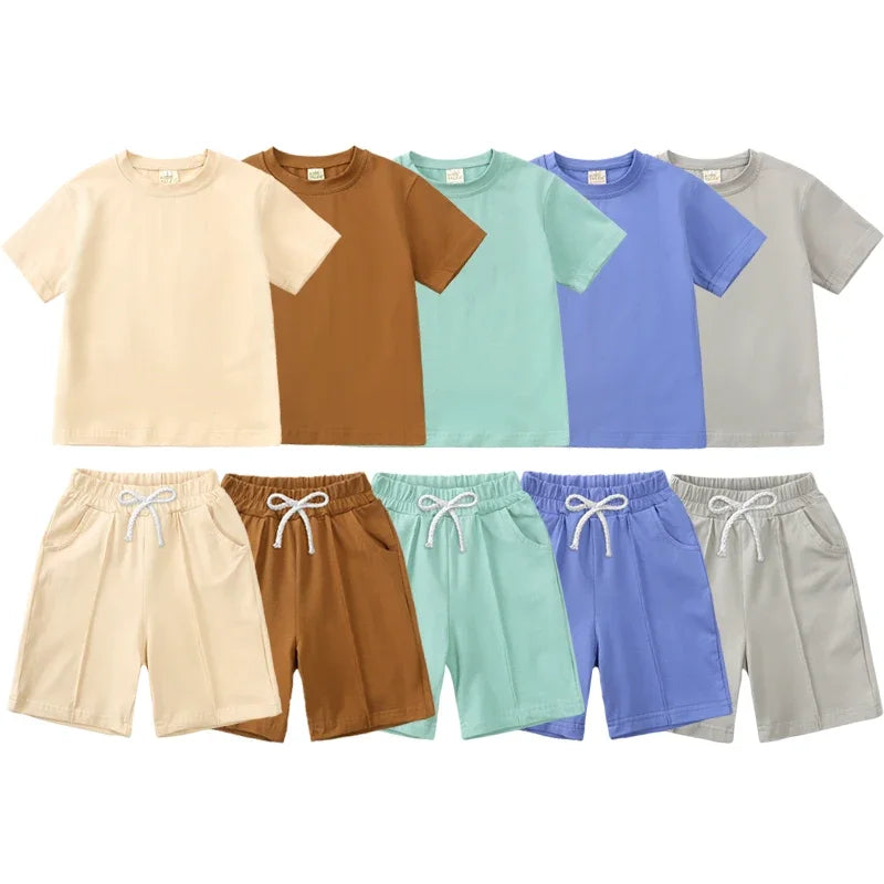 Ensemble enfant uni T-shirt et short à plis – CLEVI Paris