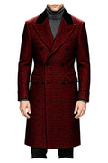 Manteau long homme pied-de-poule croisé – CLEVI Paris