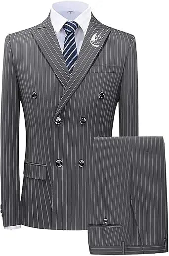 Costume 2 Pièces Homme Slim Double Boutonnage Rayures XXS-6XL – CLEVI Paris