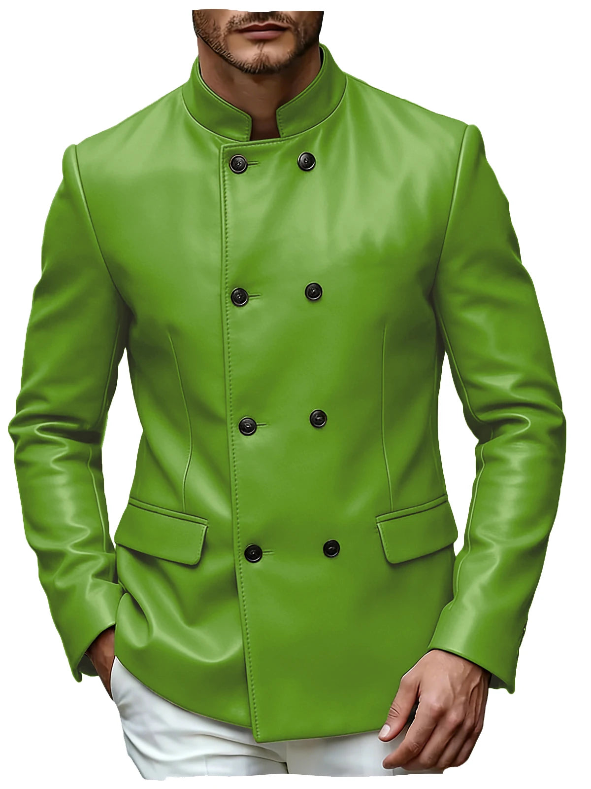 Blazer homme en similicuir, col montant – CLEVI Paris