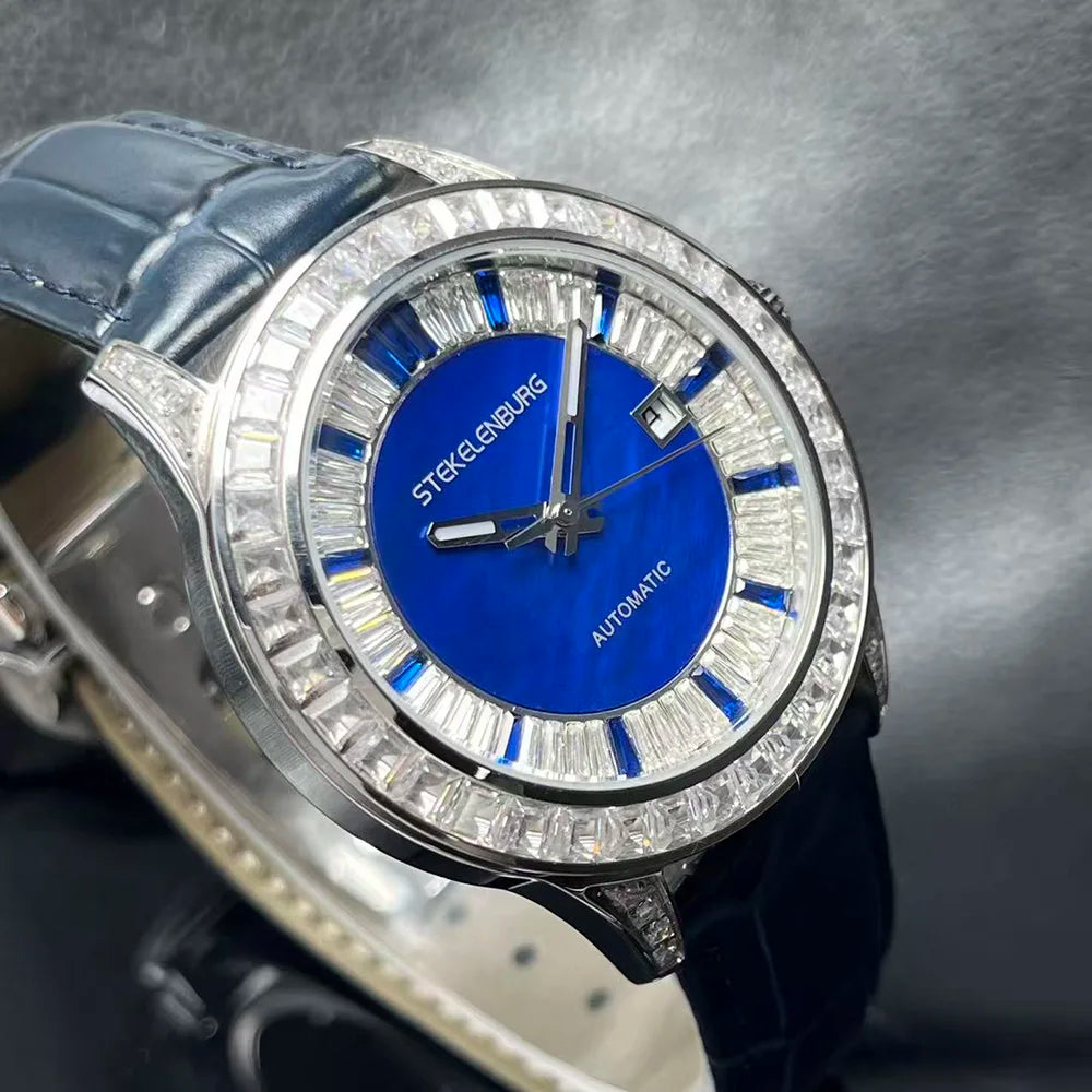 Montre Homme Luxe Automatique HUAYRA – Diamants Bracelet Cuir Lumineuse Étanche – CLEVI Paris
