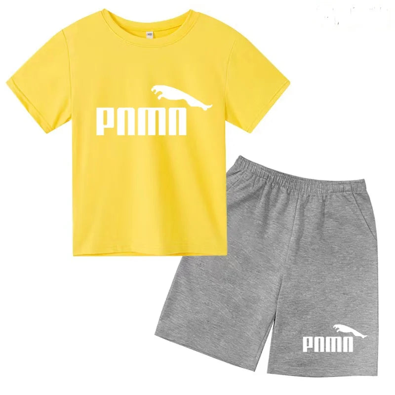 Ensemble enfant T-shirt à lettres et short uni – CLEVI Paris