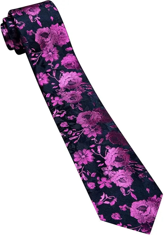 Ensemble cravate homme 3 pièces jacquard floral – CLEVI Paris