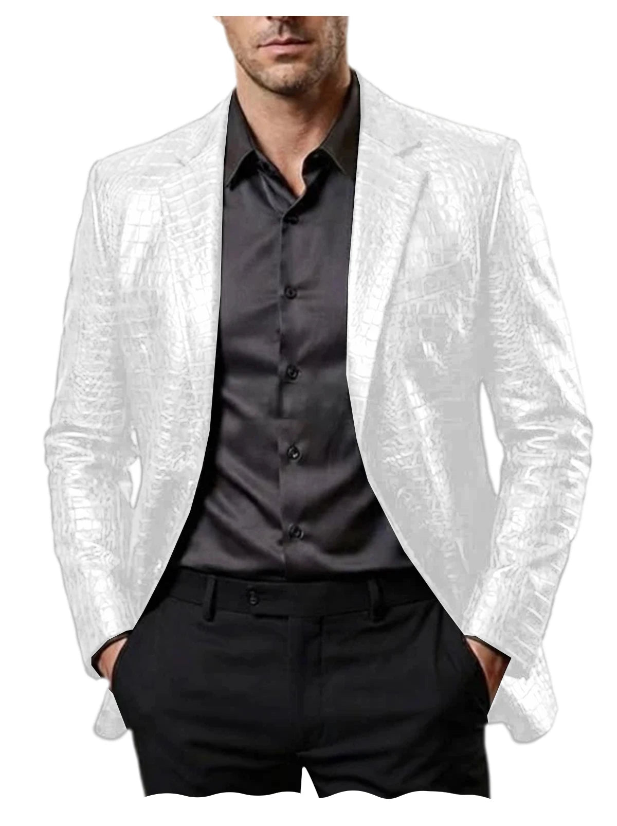 Blazer homme en simili cuir motif crocodile – CLEVI Paris