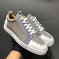 Sneakers Cuir Véritable Semelle Rouge Blanc Gris Unisexe – CLEVI Paris