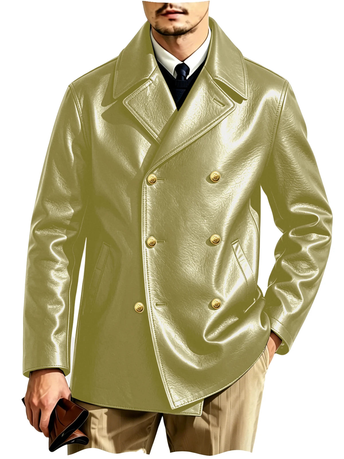 Blazer croisé effet cuir homme – CLEVI Paris
