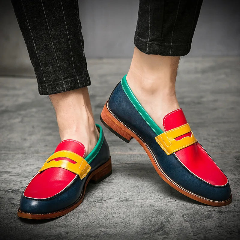 Mocassins Cuir Patchwork Homme Slip-on – CLEVI Paris