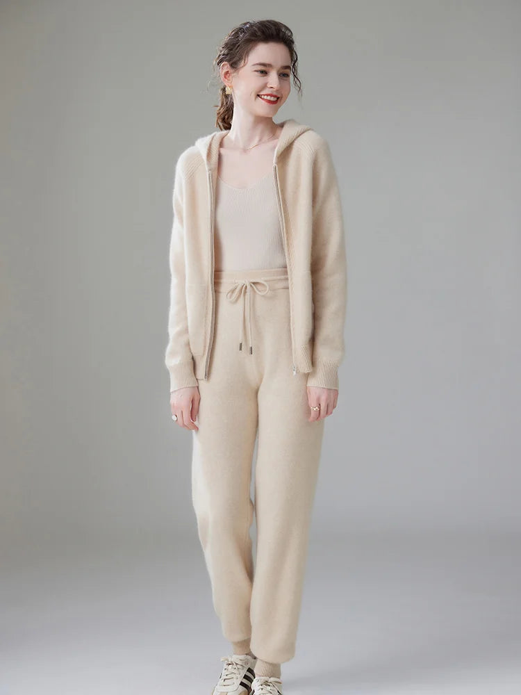 Ensemble femme en maille, cardigan et pantalon – CLEVI Paris