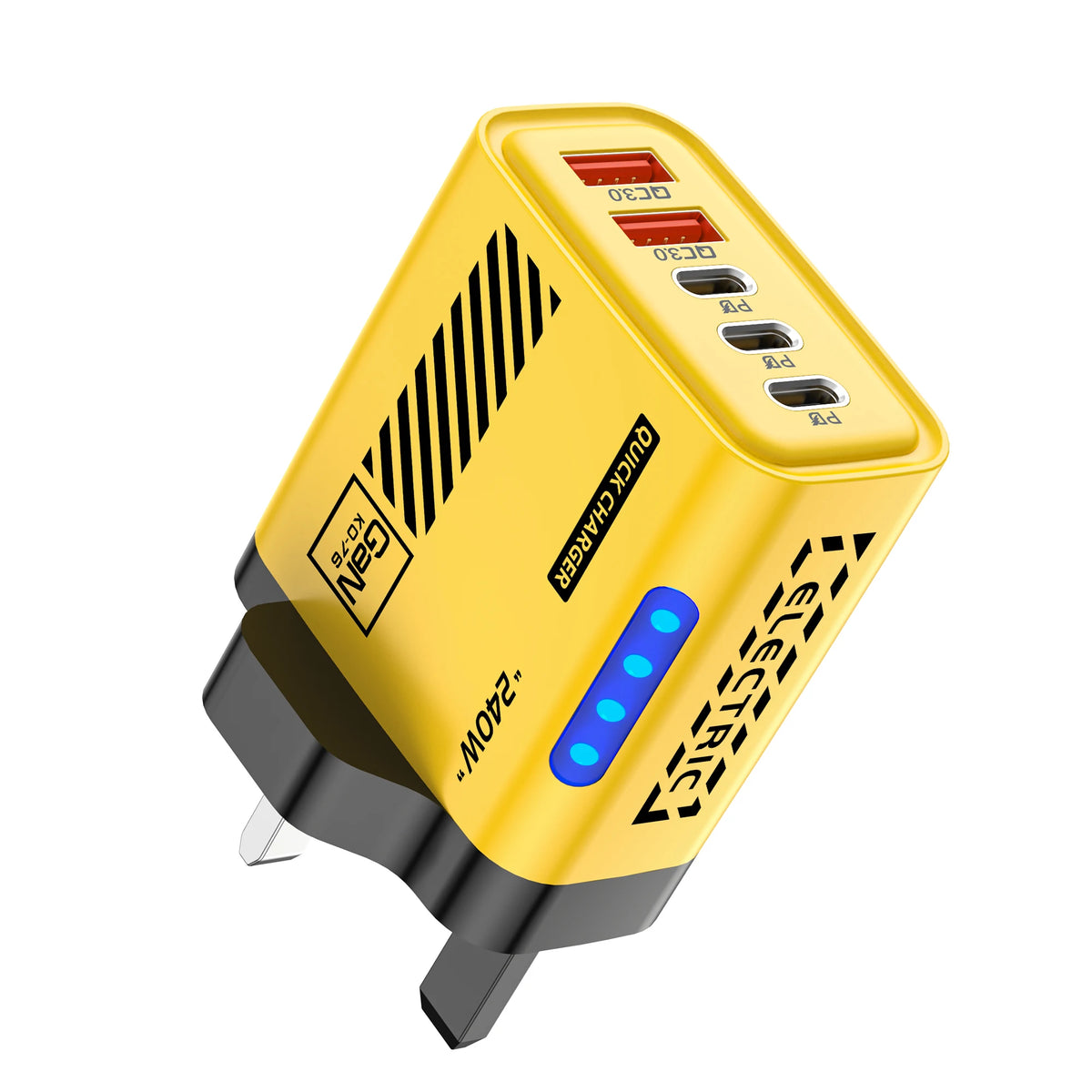 Chargeur GaN 5-en-1 USB-C 120W Quick Charge 3.0 EU US UK – CLEVI Paris