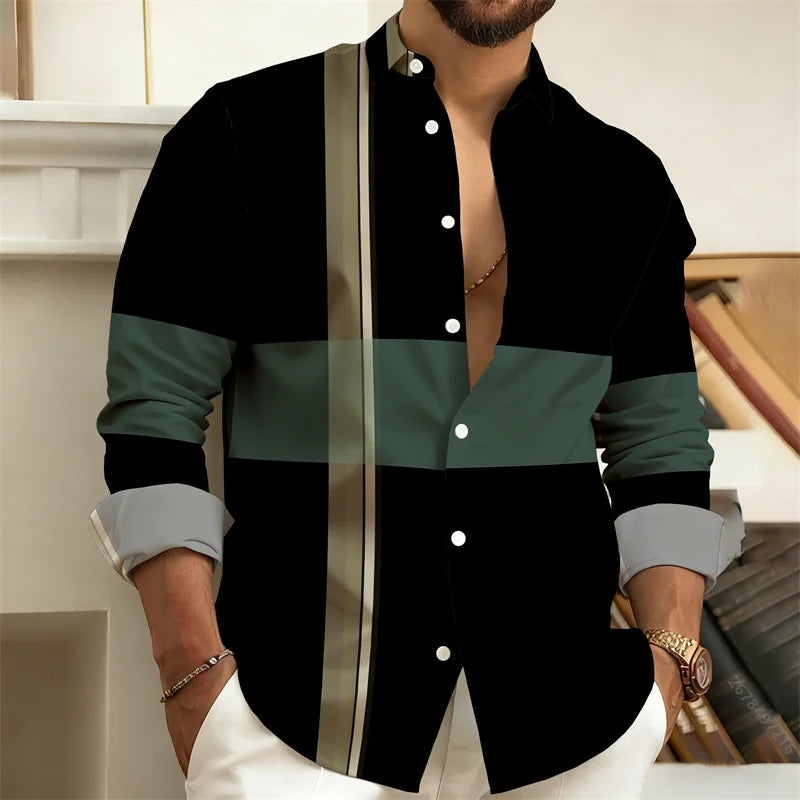 Chemise homme à rayures géométriques – CLEVI Paris