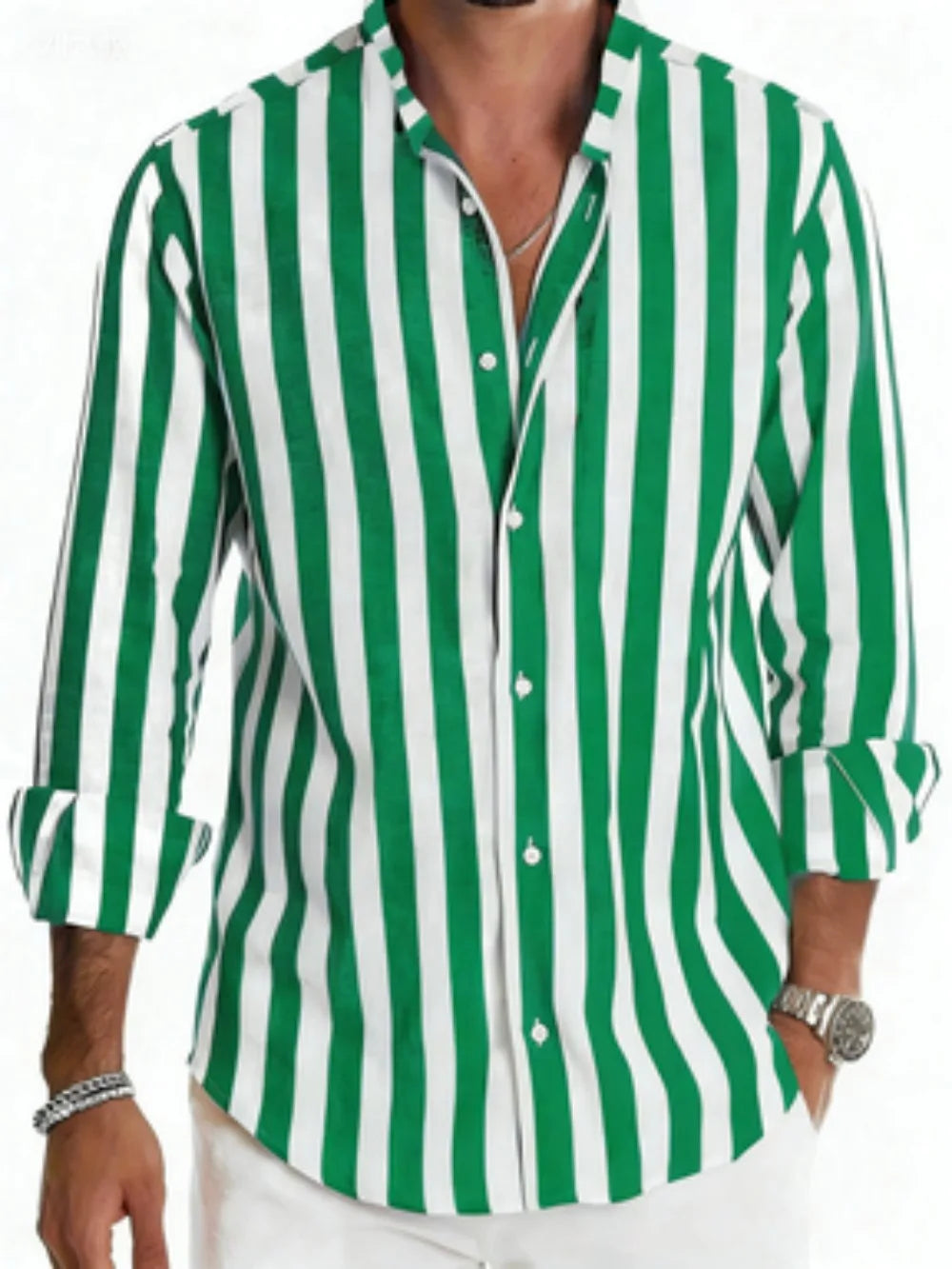 Chemise homme rayée à manches longues – CLEVI Paris