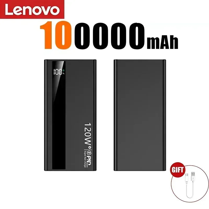 Batterie Externe Lenovo 120W Charge Rapide Bidirectionnelle Certifiée 3C Affichage LED USB-C 245g – CLEVI Paris