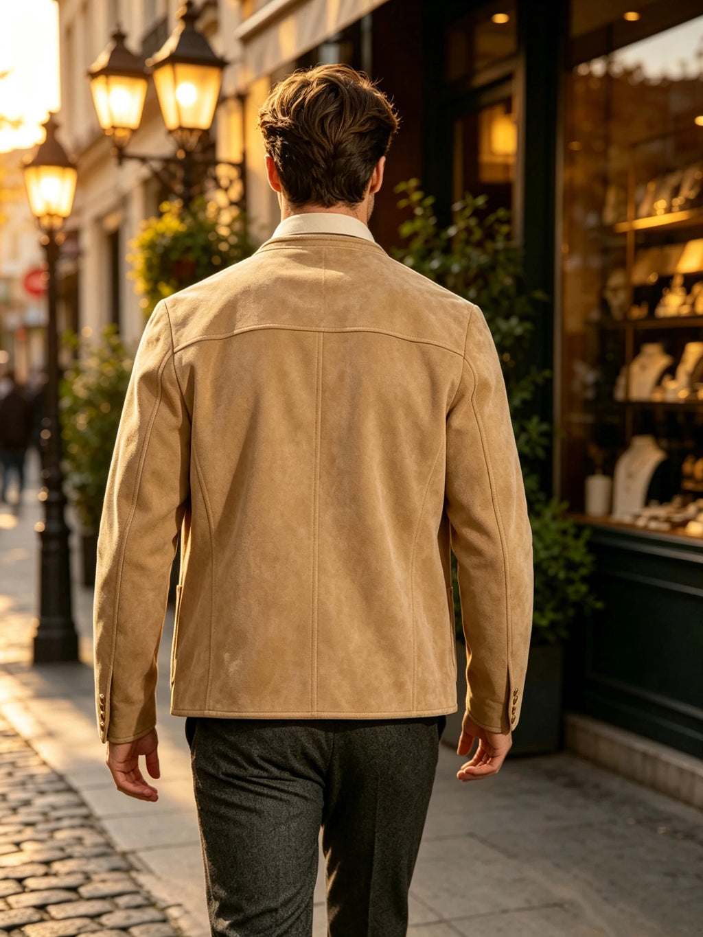 Veste homme vintage en suédine à col montant – CLEVI Paris