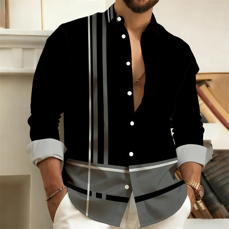 Chemise homme à rayures géométriques – CLEVI Paris