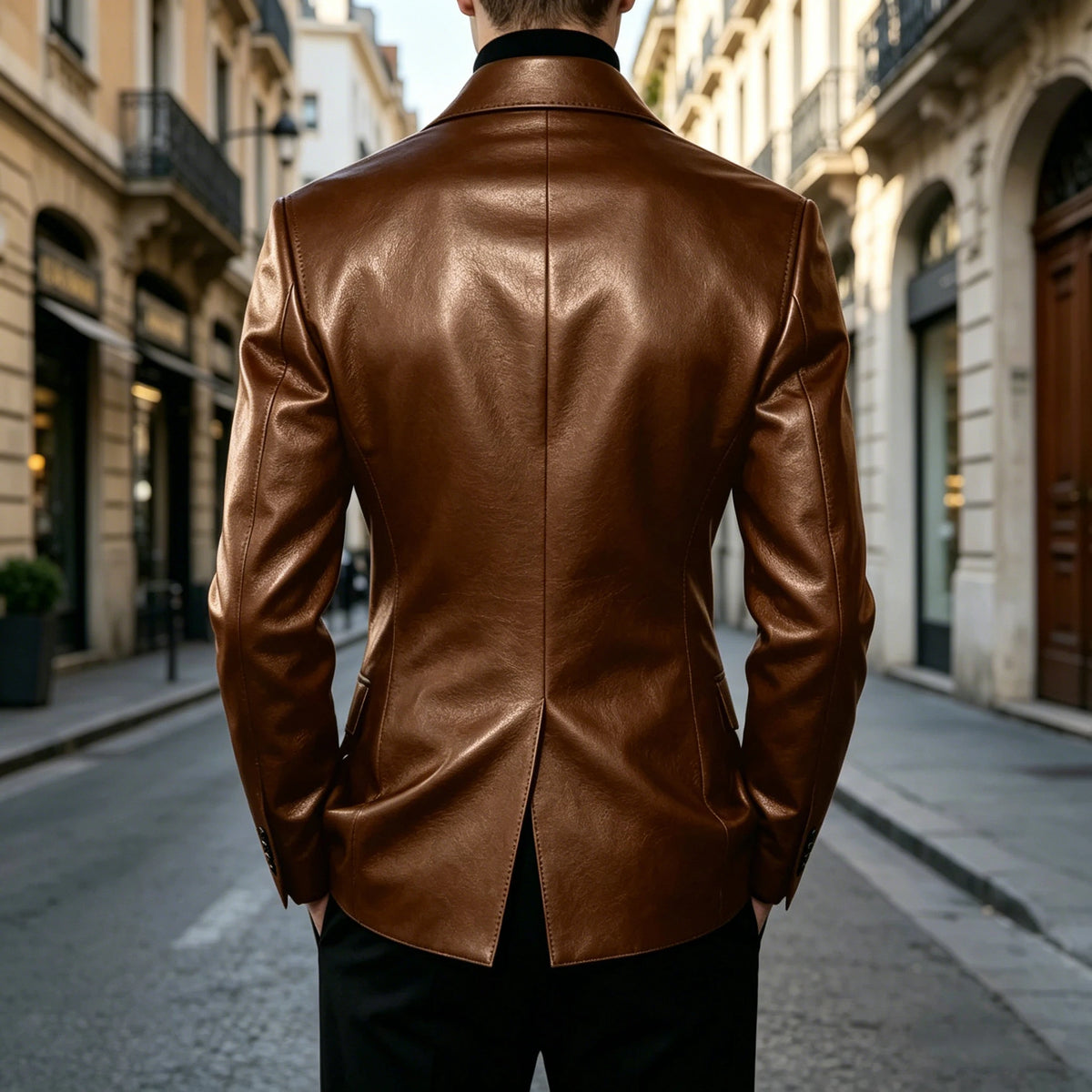Blazer homme en similicuir, coupe ajustée – CLEVI Paris