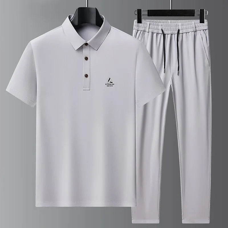Ensemble 2 Pièces Homme T-shirt Ice Silk + Pantalon Long Été Grande Taille KOLMAKOV – 5 Coloris, M à 4XL – CLEVI Paris