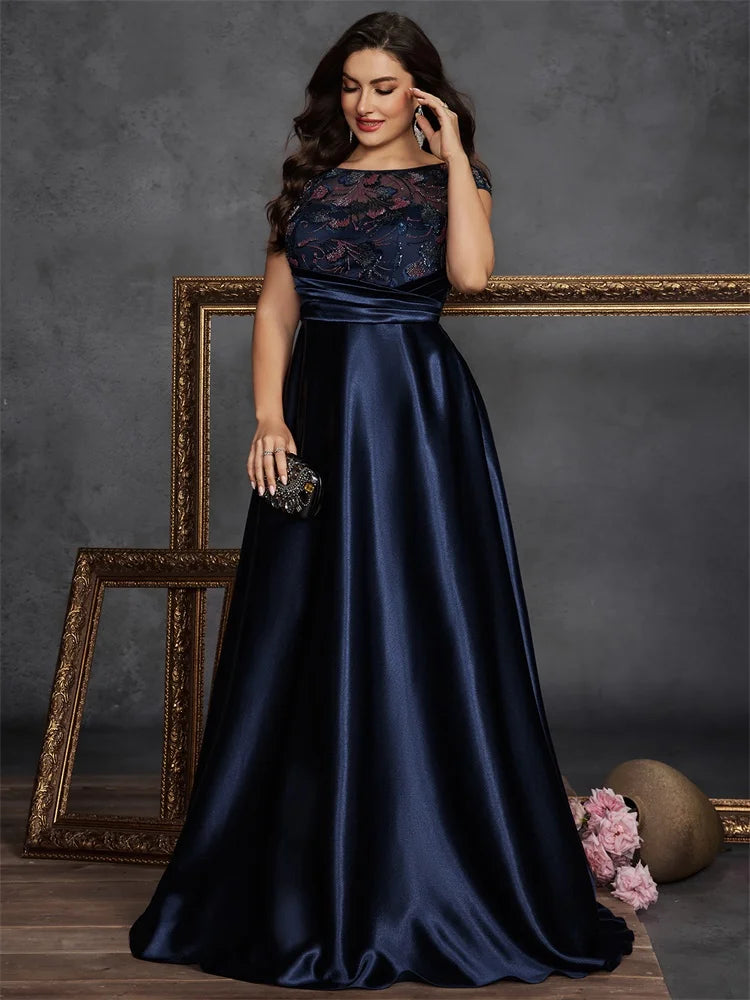 Robe de soirée à sequins col rond sans manches – CLEVI Paris