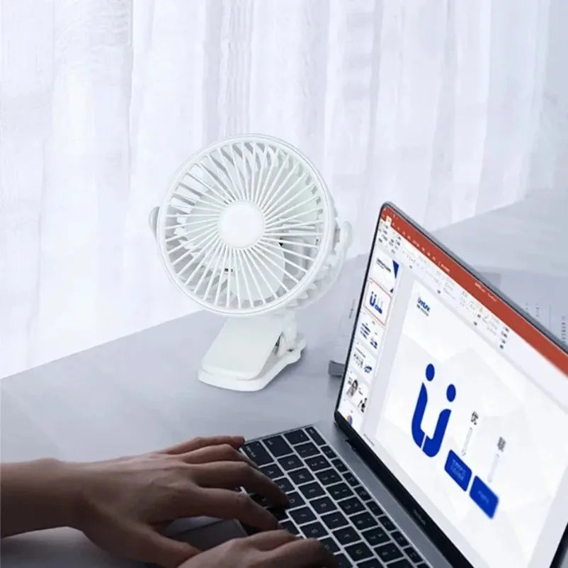 Mini ventilateur de bureau à clip rechargeable – CLEVI Paris