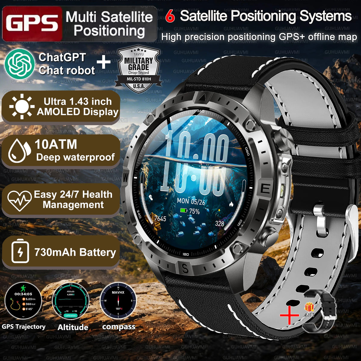 Montre GPS AMOLED avec cartes hors ligne – CLEVI Paris