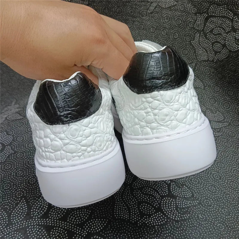 Sneakers Cuir Croco Noir & Blanc Homme – CLEVI Paris