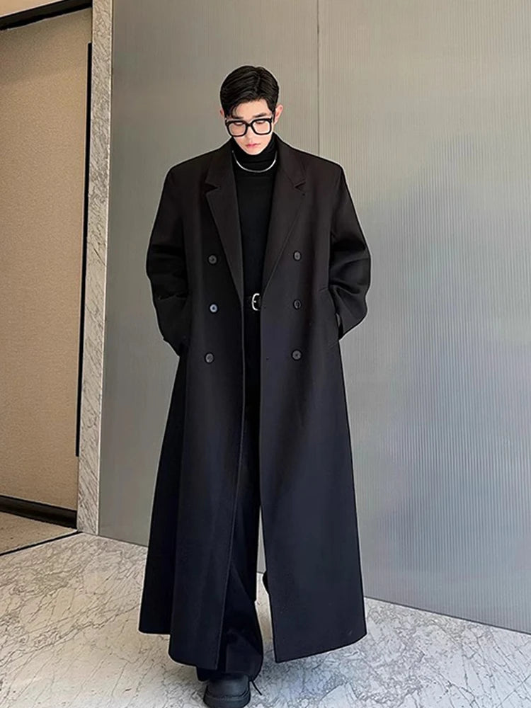 Trench extra-long noir homme – CLEVI Paris