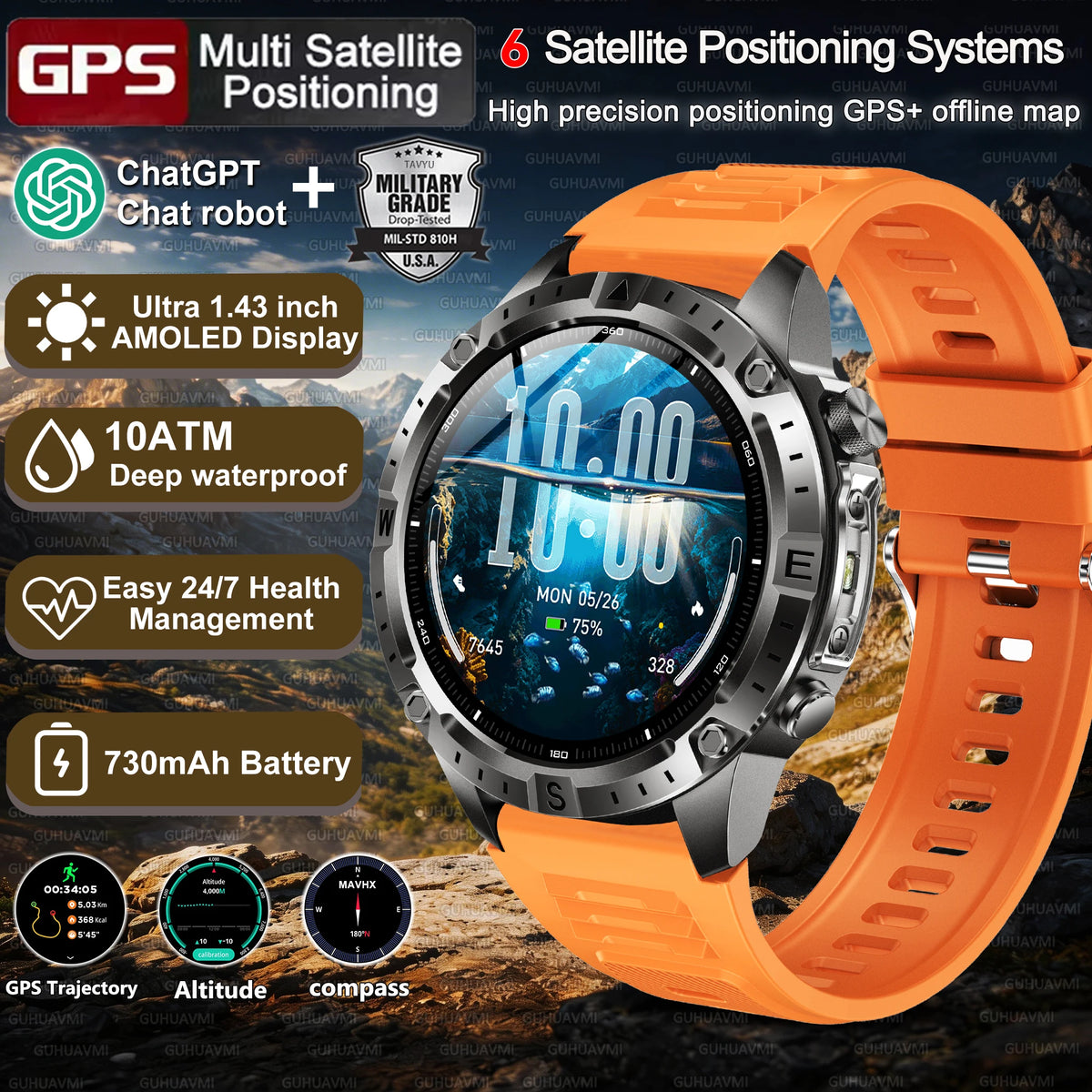 Montre GPS AMOLED avec cartes hors ligne – CLEVI Paris