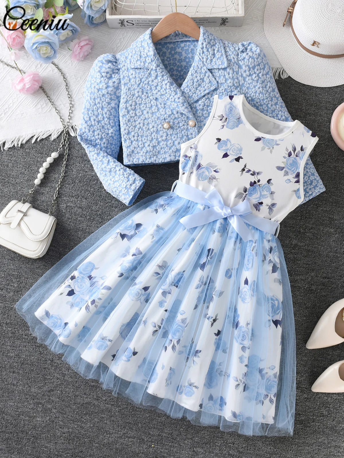 Ensemble fille robe et manteau de fête – CLEVI Paris