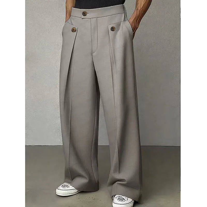 Pantalon homme plissé taille haute coupe ample – CLEVI Paris