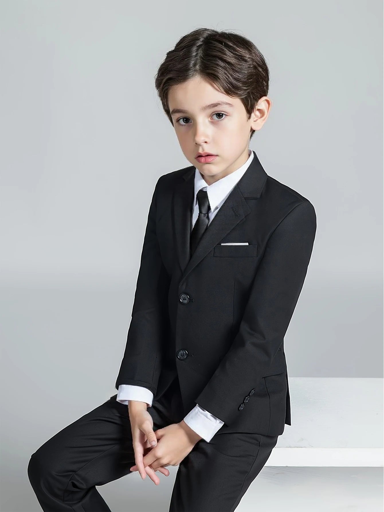 Costume 4 Pièces Garçon Mariage Cérémonie Slim Veste Gilet Pantalon Cravate 13 Coloris – CLEVI Paris