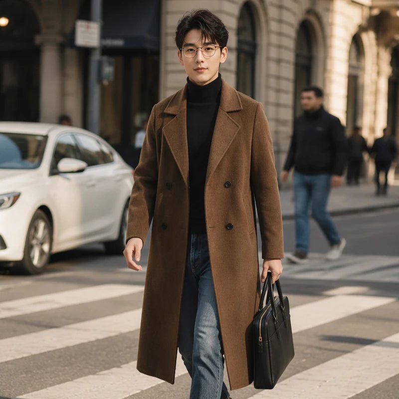 Manteau homme en laine à double boutonnage – CLEVI Paris