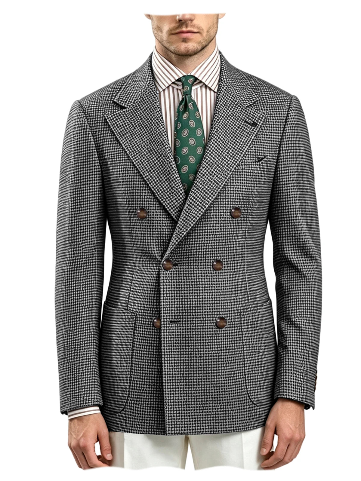 Blazer homme pied-de-poule à double boutonnage – CLEVI Paris