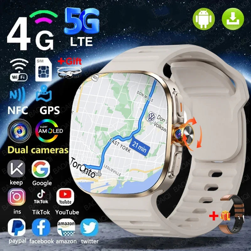 Montre 4G Android 10 AMOLED 720p GPS SIM 256Go – CLEVI Paris