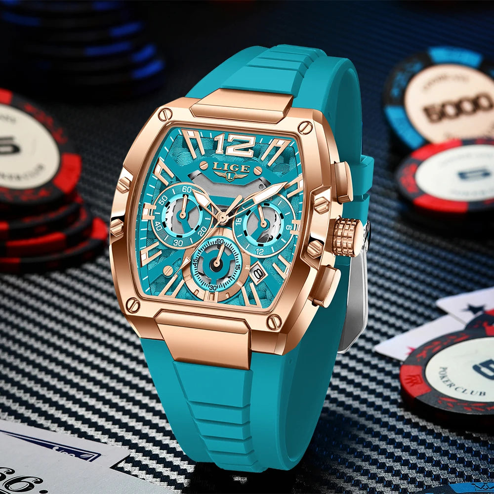 Montre Quartz Homme LIGE LG89206 – Chronographe Sport Militaire, Silicone & 6 Coloris