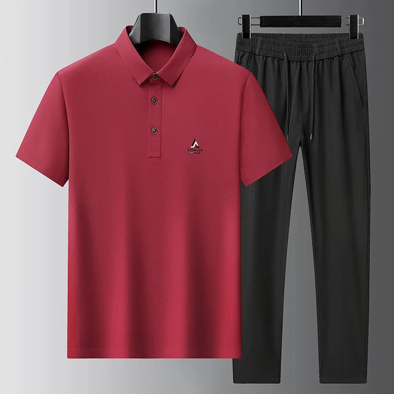 Ensemble 2 Pièces Homme T-shirt Ice Silk + Pantalon Long Été Grande Taille KOLMAKOV – 5 Coloris, M à 4XL – CLEVI Paris