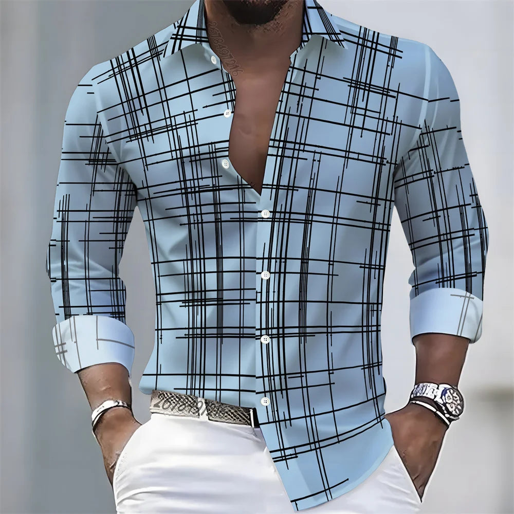 Chemise Homme Rayée à Manches Longues – CLEVI Paris