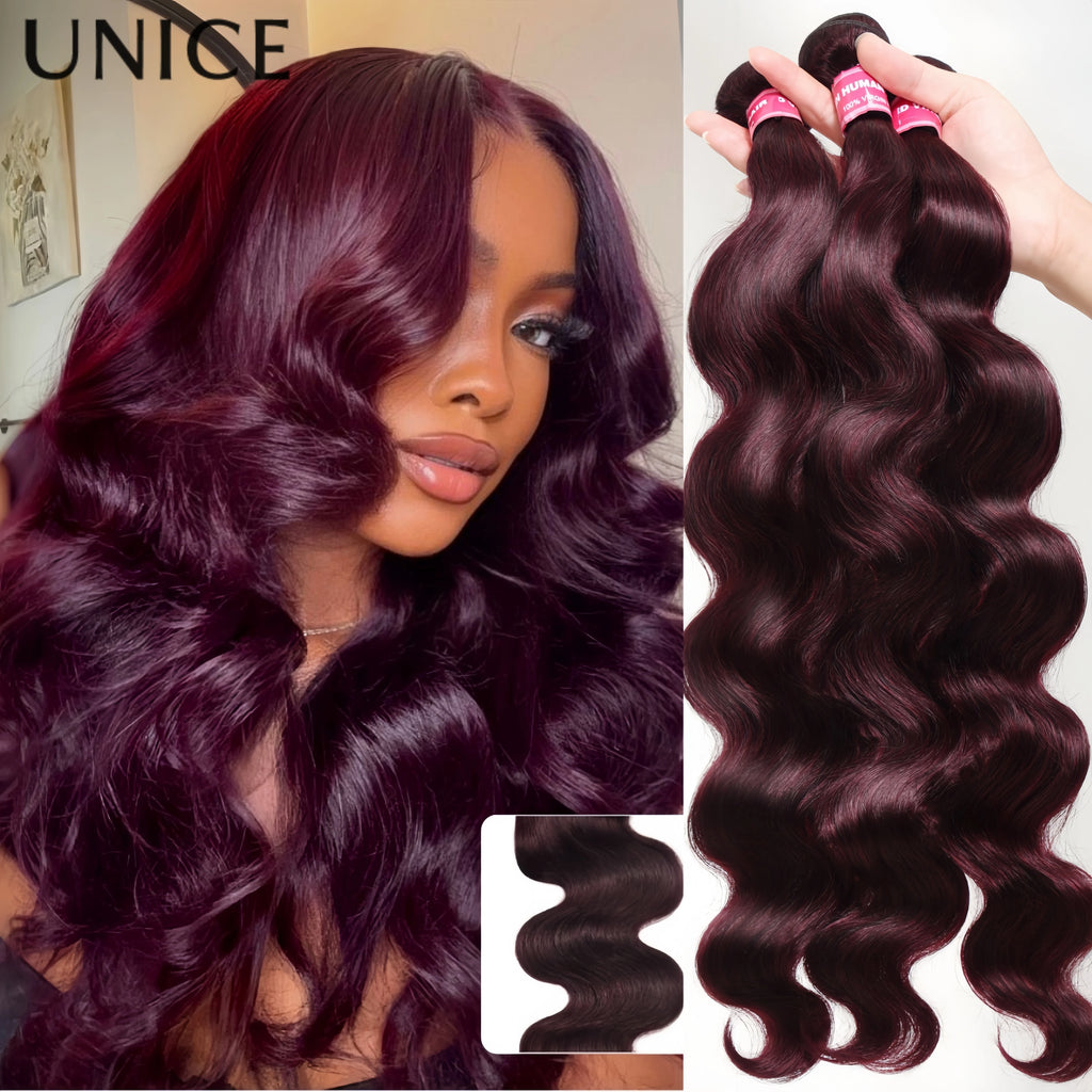 Bundles Body Wave Cheveux Humains Brésiliens Remy — Couleur Black Cherry Violet | 1, 3 ou 4 Pièces – CLEVI Paris