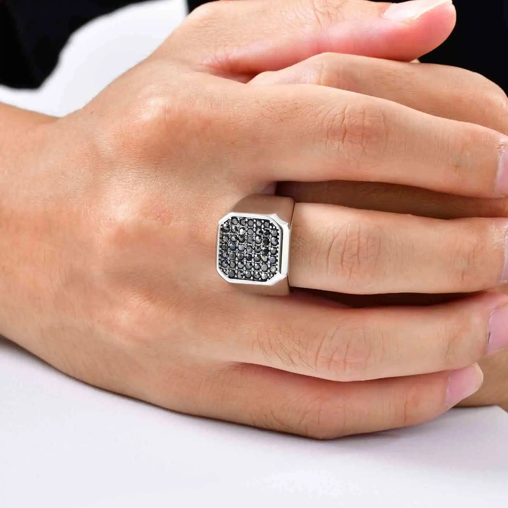 Bague Homme Zircon Gris Acier Inoxydable – CLEVI Paris