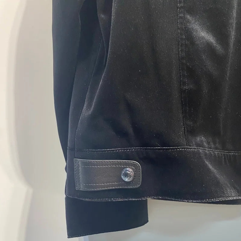 Veste homme noire effet velours à col contrastant – CLEVI Paris
