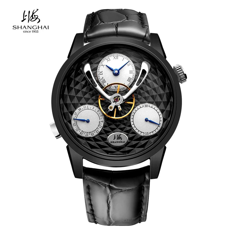 Montre Homme Automatique Shanghai Sky Dome 895 – Verre Saphir Calendrier Bracelet Cuir – CLEVI Paris