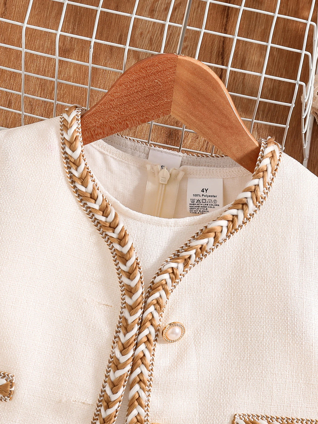 Robe fille blanche à manches trois-quarts – CLEVI Paris