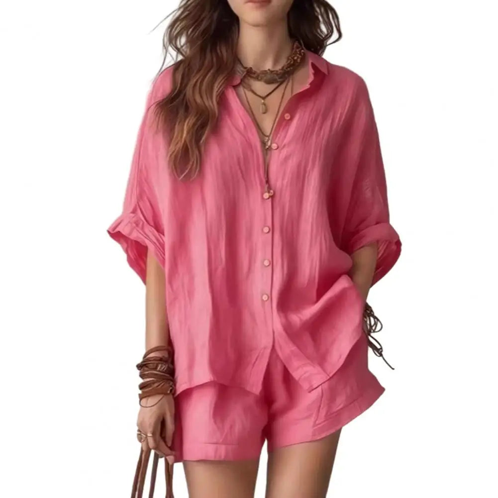 Ensemble femme chemise manches courtes et short – CLEVI Paris