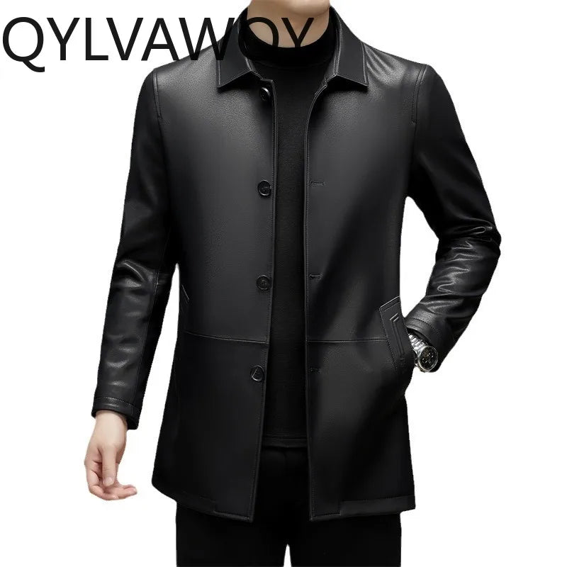 Veste homme en cuir de mouton noir – CLEVI Paris